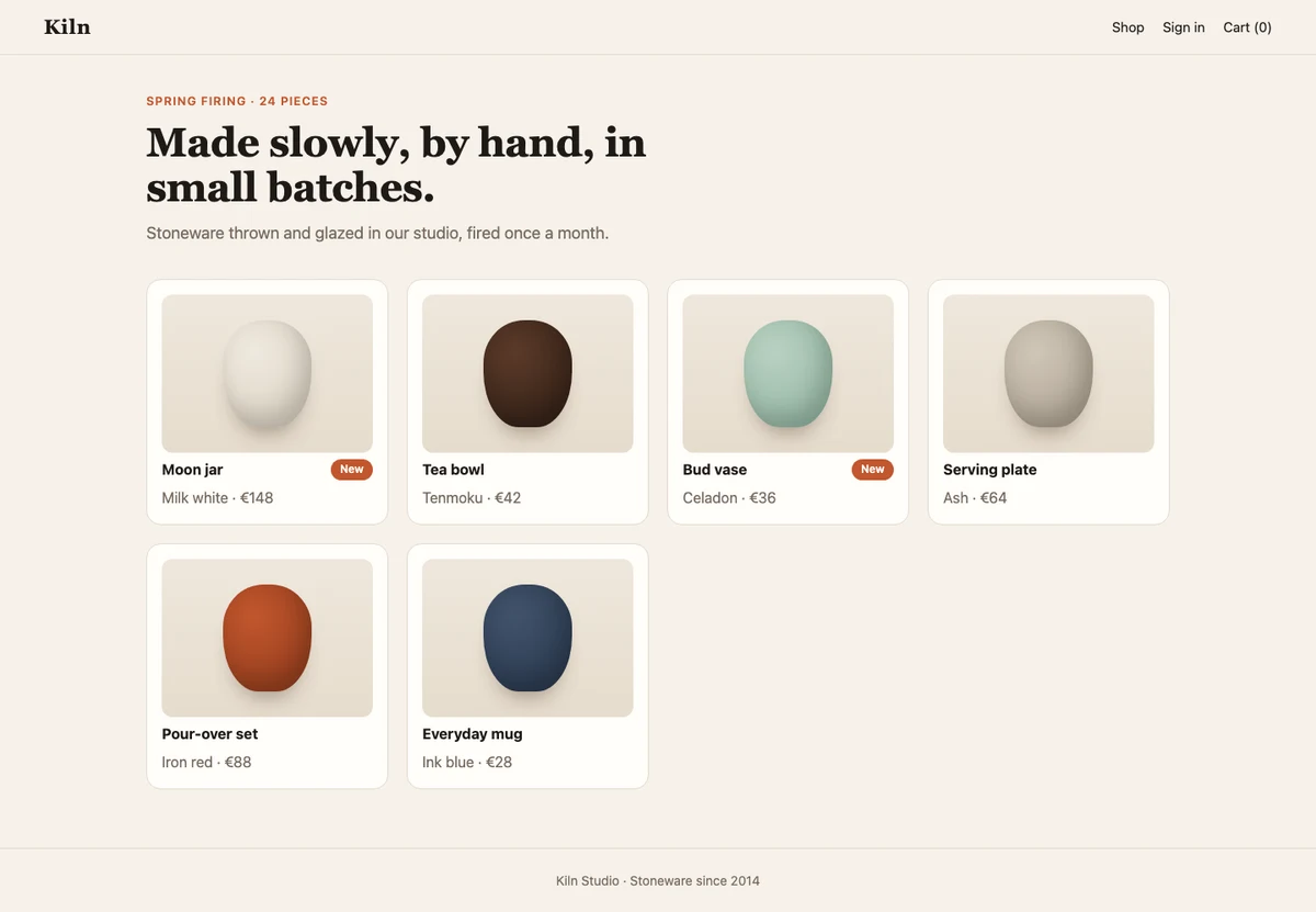 After: product grid with orange New badges