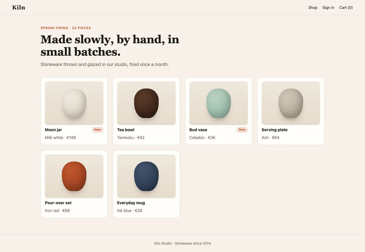 Before: product grid with pale New badges